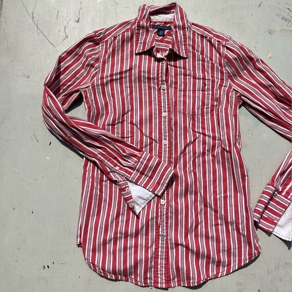Women's Tommy Hilfiger Shirt Red Striped S Preppy 90s Normcore Yacht Collegiate - Picture 4 of 11